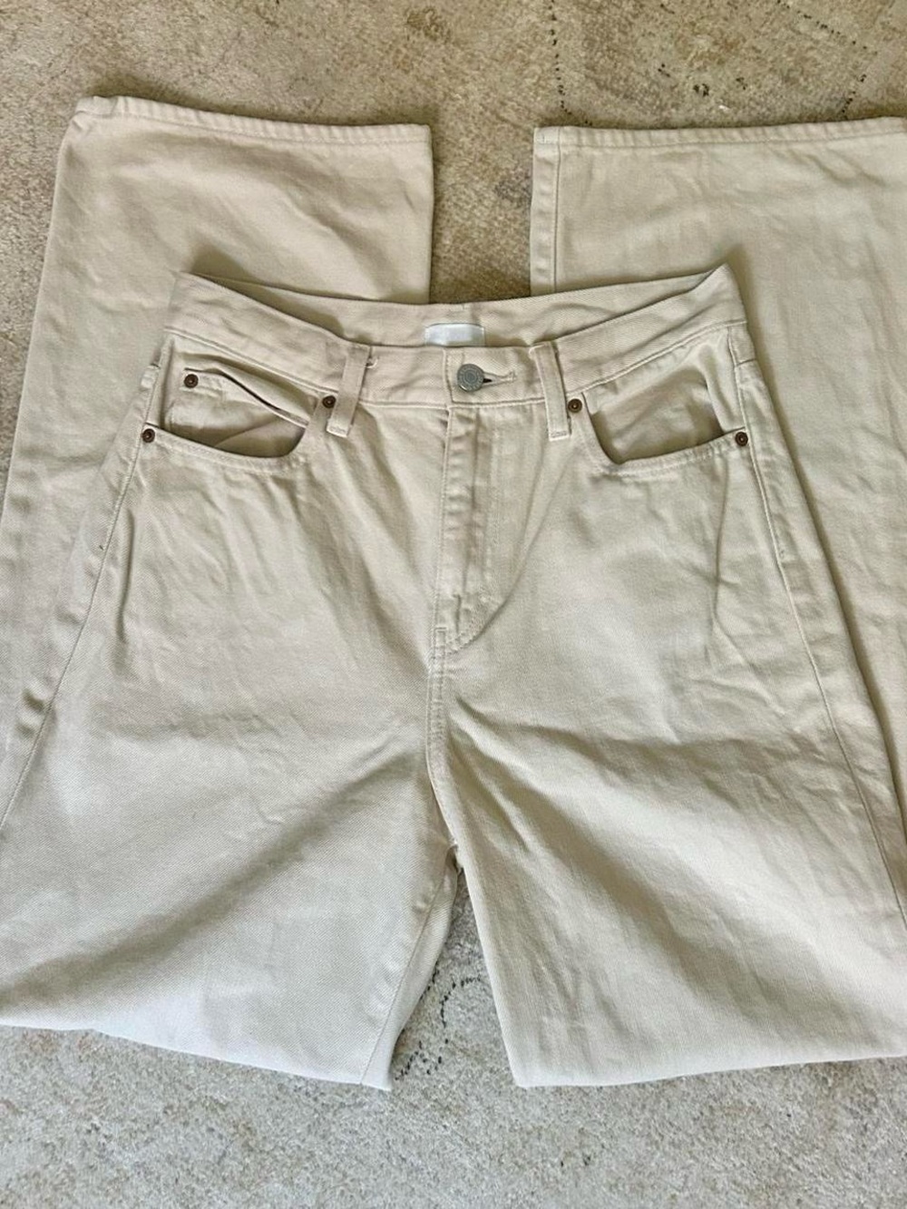 Uniqlo Cream Wide Leg Jeans